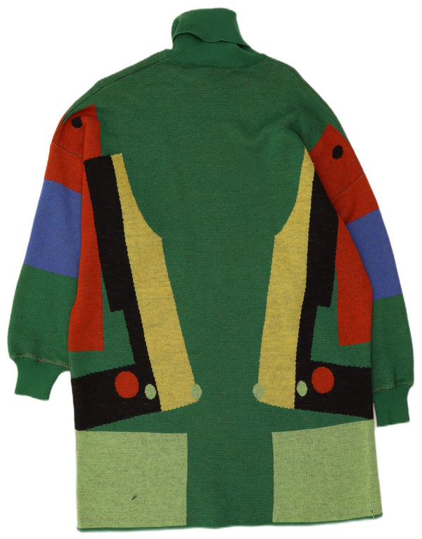 Spazio Womens Oversized Jumper Dress IT 42 Medium Green Colourblock