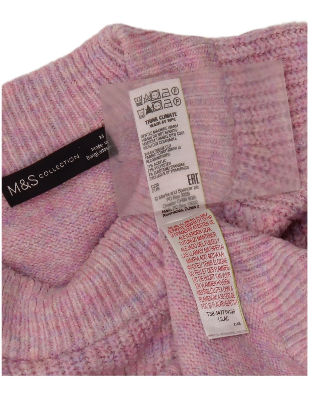 Marks & Spencer ženski džemper s okruglim izrezom UK 14 Srednje ružičasti akril