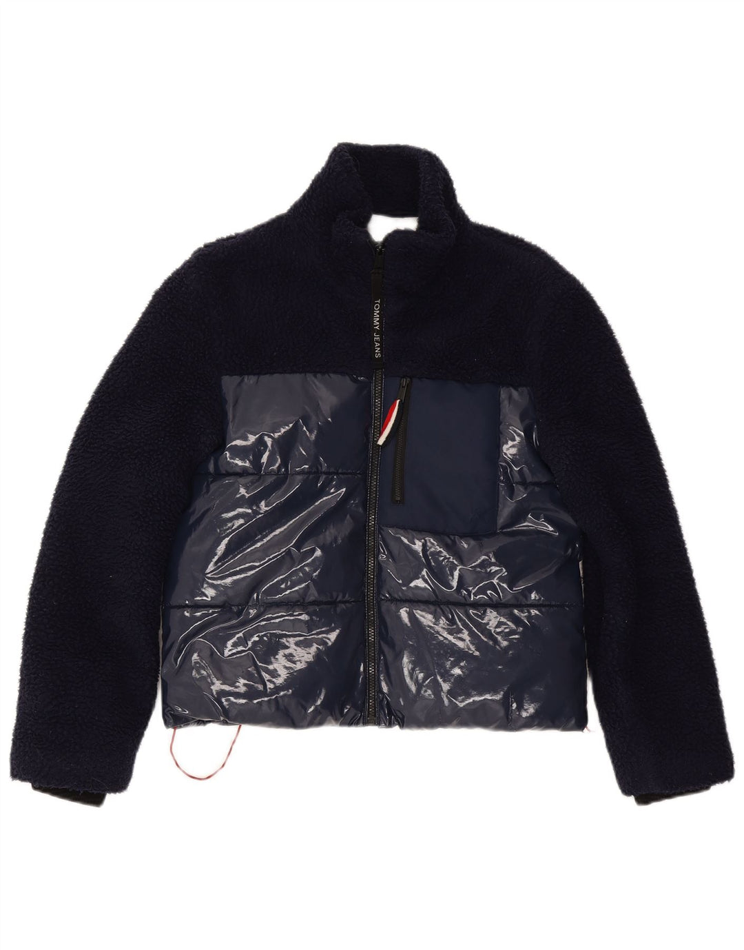 TOMMY HILFIGER Womens Fleece Padded Jacket UK 10 Small Navy Blue Polyester