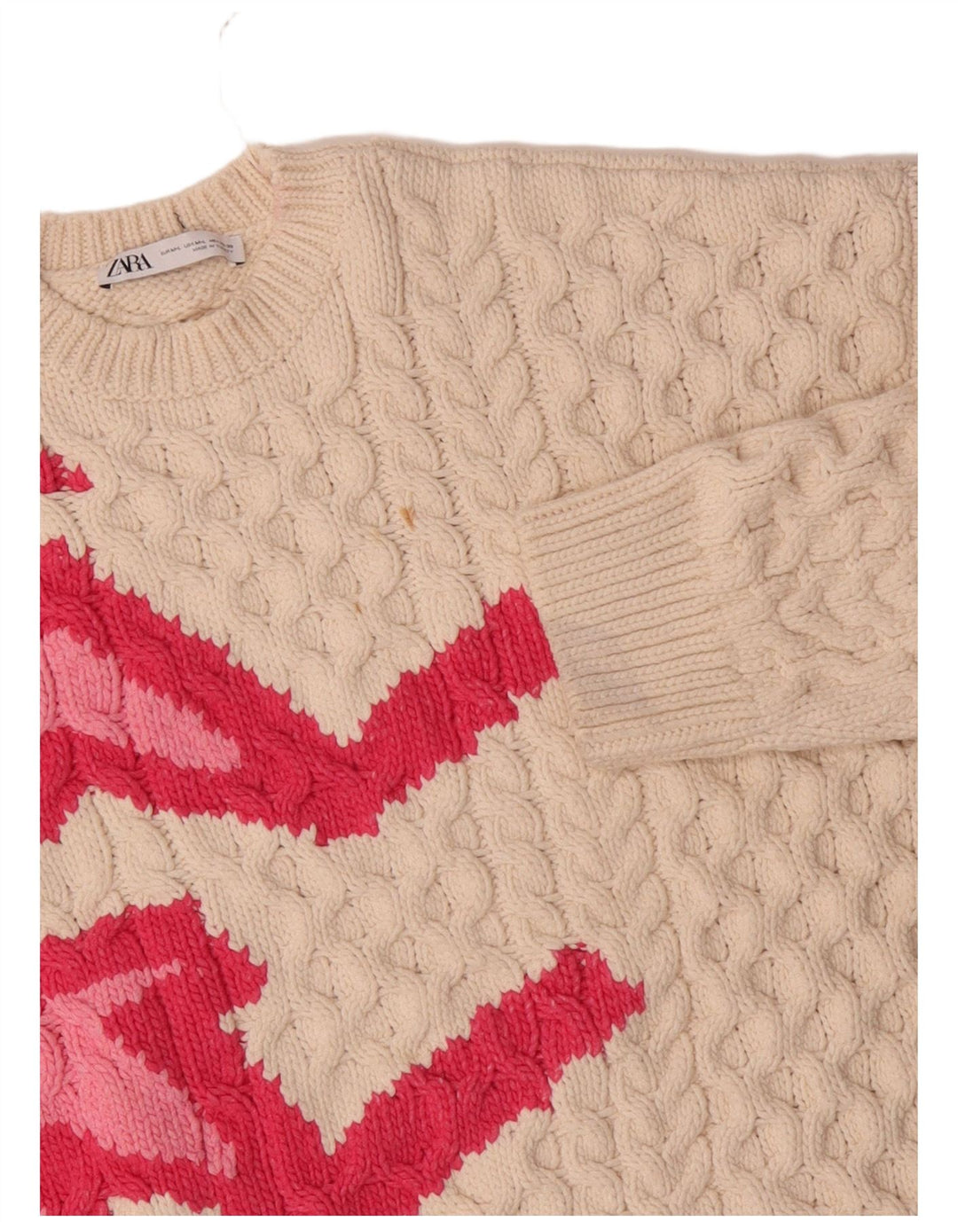 Zara ženski džemper s okruglim izrezom UK 14 srednje bijele boje od poliestera