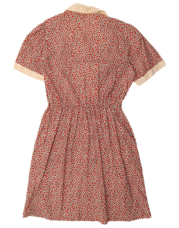 Vintage ženska haljina A-kroja IT 54 3XL Crveni cvjetni pamuk