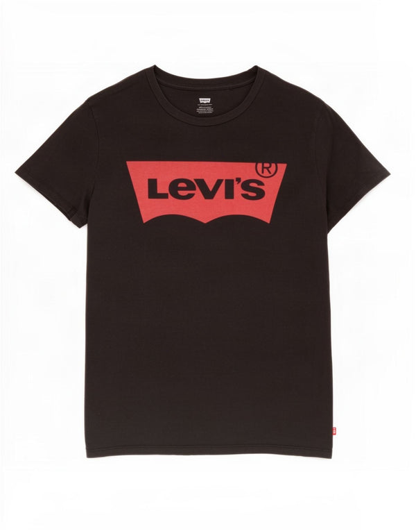 Gornja ženska majica kratkih rukava Levi's s grafičkim motivima UK 12 Srednje crni pamuk