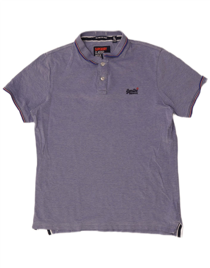 SUPERDRY muška polo majica 2XL plavi pamuk