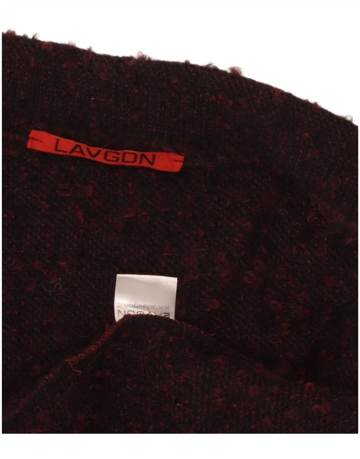 Vintage ženski pončo otvoreni kardigan pulover jedne veličine od vunene boje tamnocrvene boje