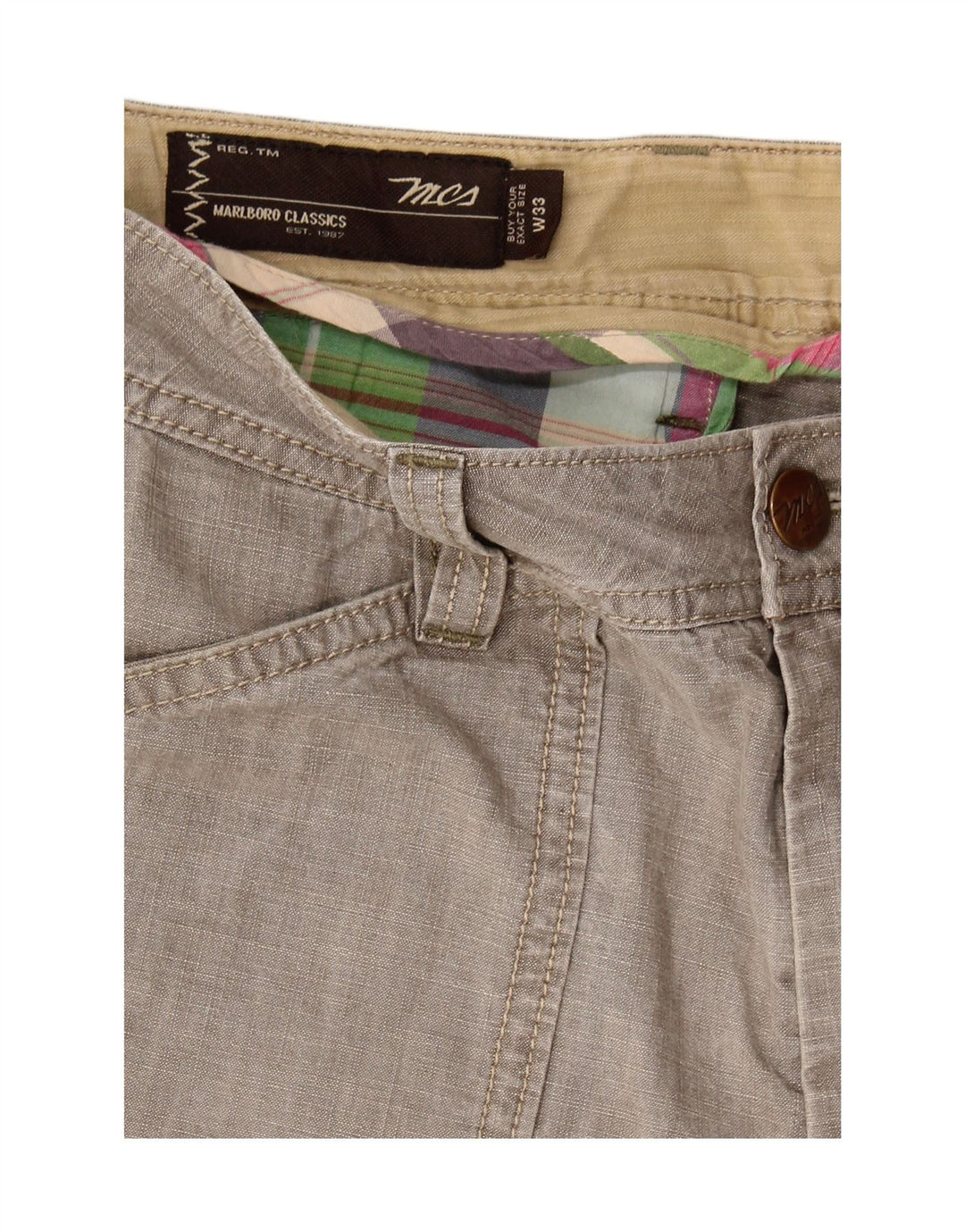 MARLBORO CLASSICS Mens Casual Shorts W33 Medium Grey Cotton