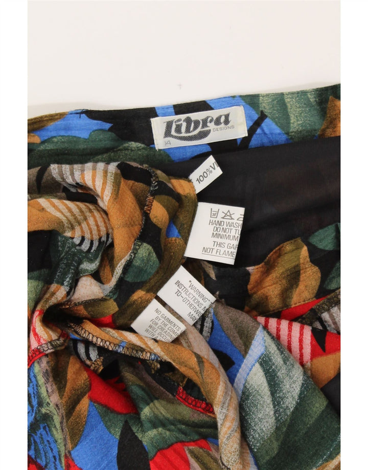 LIBRA ženska suknja A-kroja UK 14 srednje W29 višebojna cvjetna viskoza