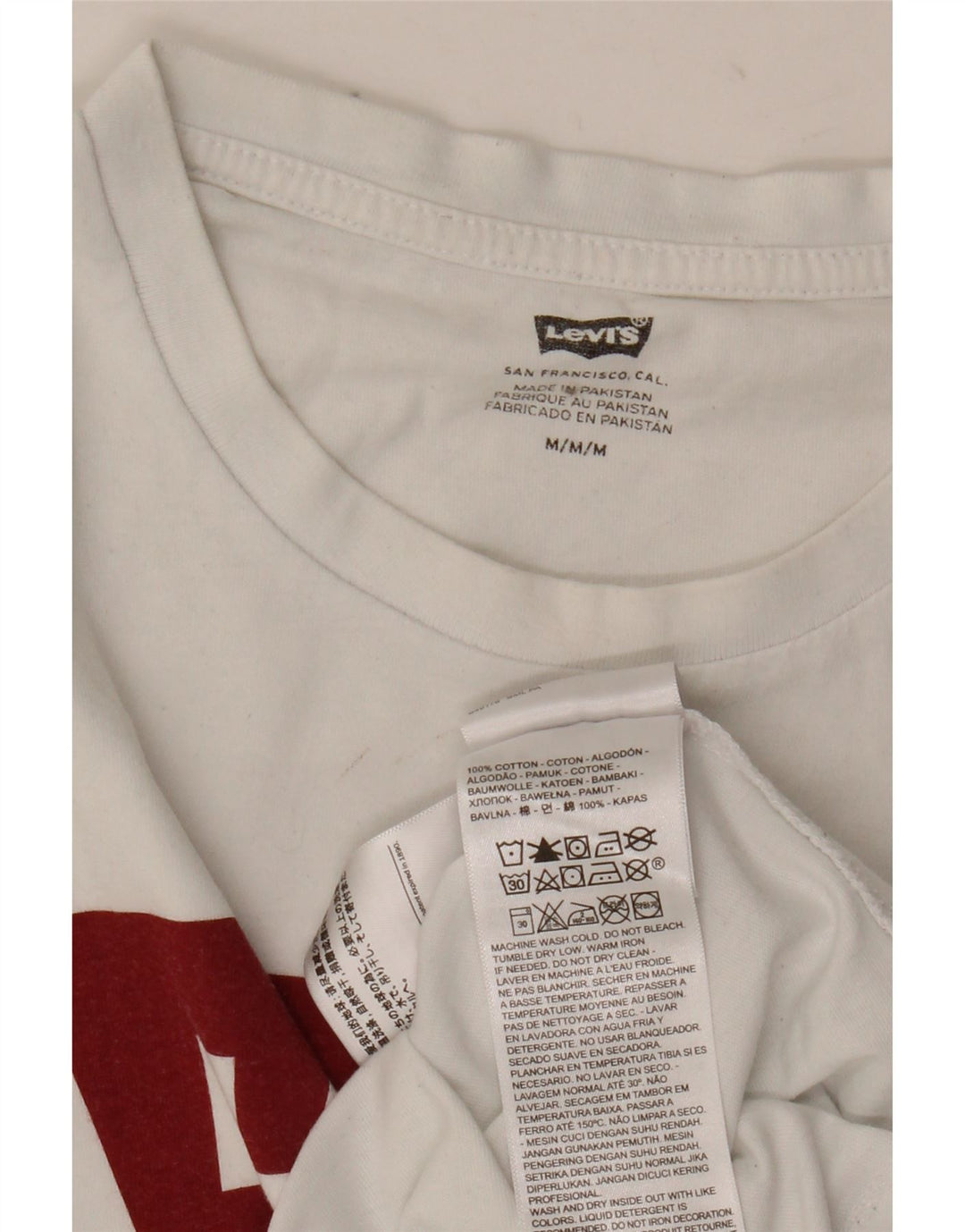 LEVI'S Muška majica kratkih rukava srednje veličine, bijeli pamuk