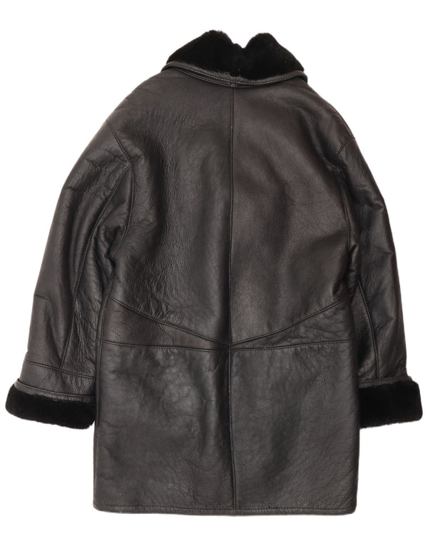 VINTAGE ženski preveliki kaput od šišanih šiša UK 16 Veliki crni