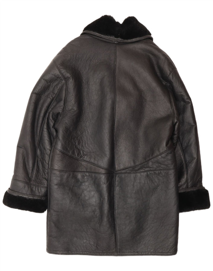 VINTAGE ženski preveliki kaput od šišanih šiša UK 16 Veliki crni