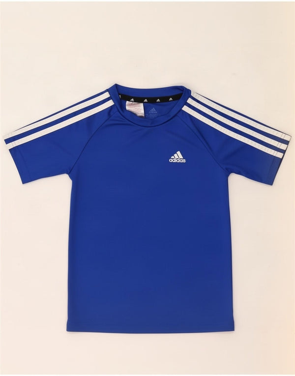 Adidas Boys Aeroready T-Shirt Top 7-8 Years Blue Poliester