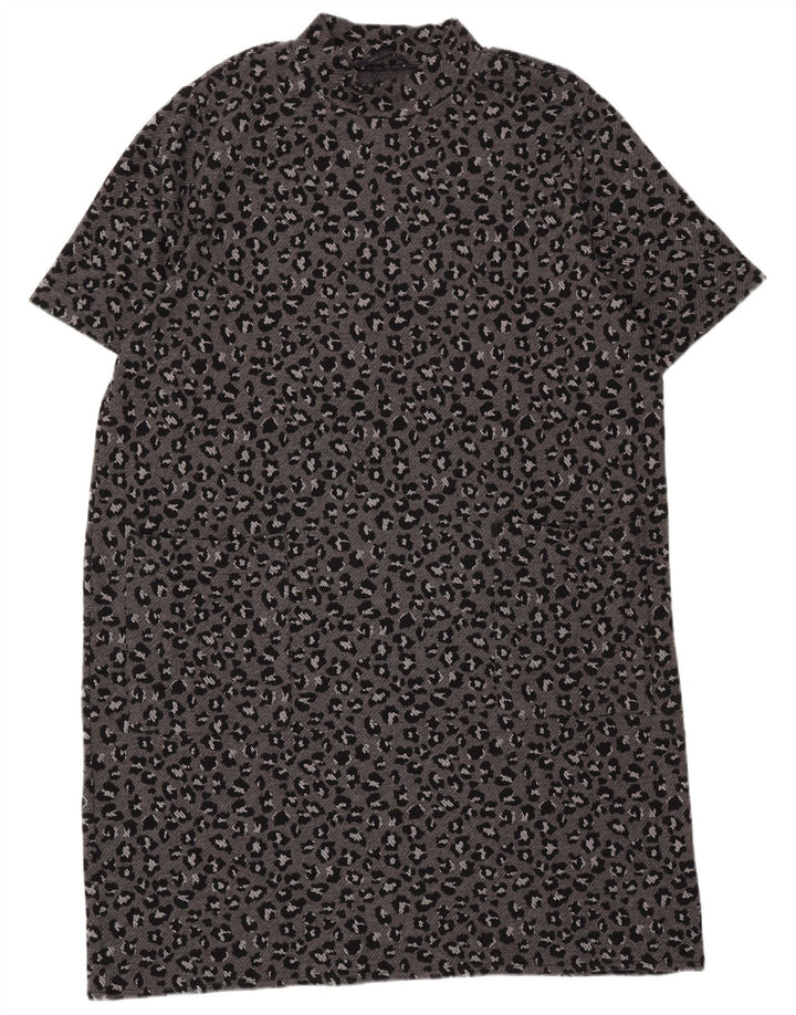 MARKS & SPENCER Womens Basic Dress UK 24 4XL  Grey Animal Print Cotton