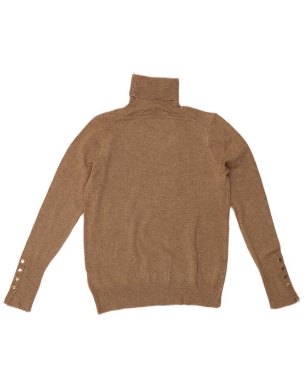 ZARA ženski pulover s rol izrezom UK 12 Srednje bež viskoza