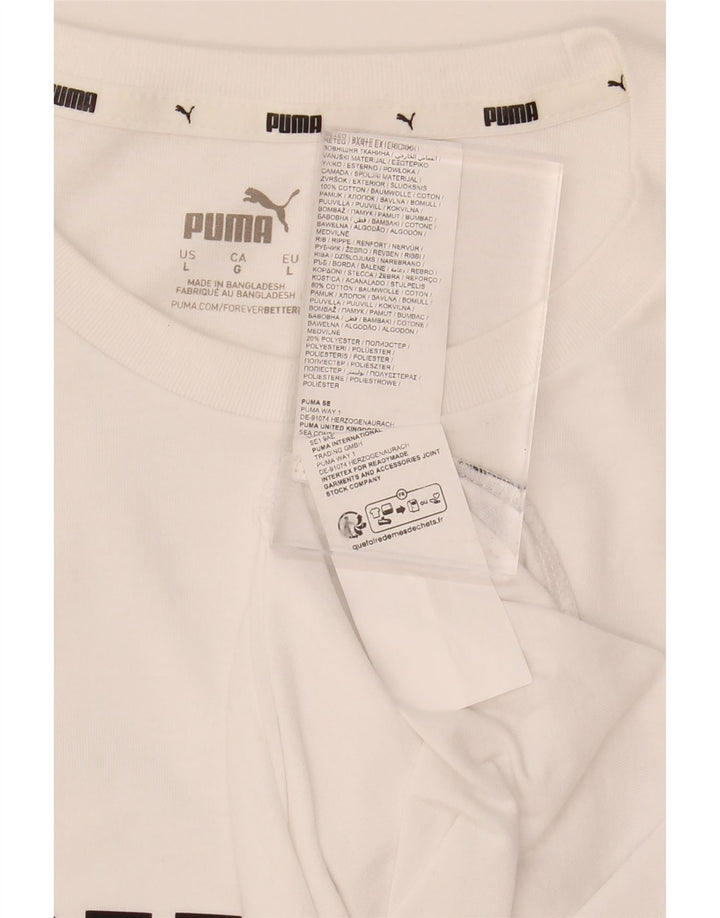 PUMA Mens Graphic T-Shirt Top Large White Cotton Vintage Puma and Second-Hand Puma from Messina Hembry 
