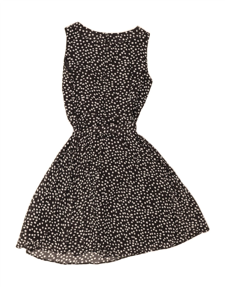 WALLIS Womens Sleeveless A-Line Dress UK 14 Medium  Black Spotted Vintage Wallis and Second-Hand Wallis from Messina Hembry 