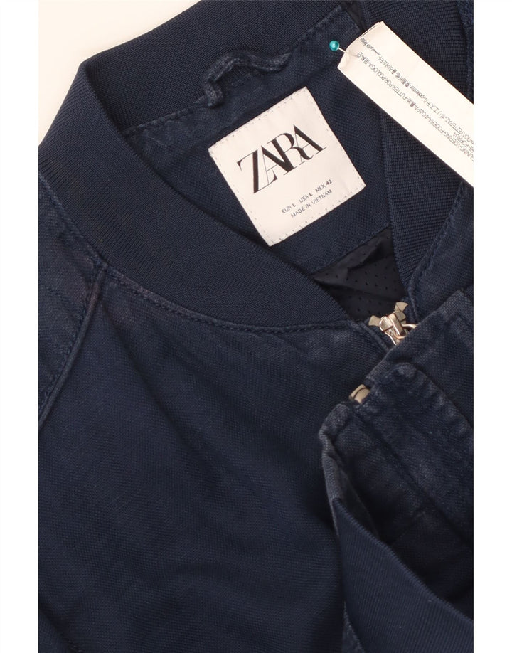 ZARA muška bomber jakna UK 40 veliki tamnoplavi poliester