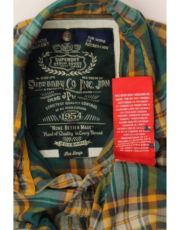 Superdry muška flanelska košulja, veliki zeleni karirani pamuk