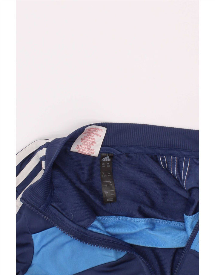 Gornja jakna od trenirke Adidas za dječake 5-6 godina, tamnoplava poliesterska boja
