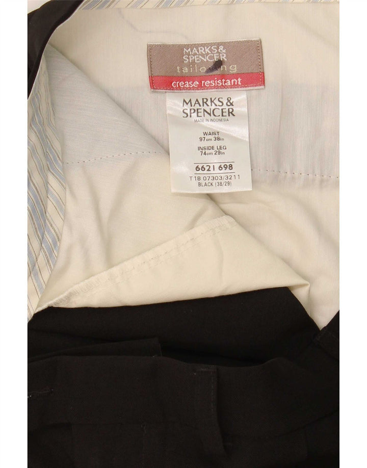 Marks & Spencer muške hlače s štipaljkama W38 L29 crni poliester