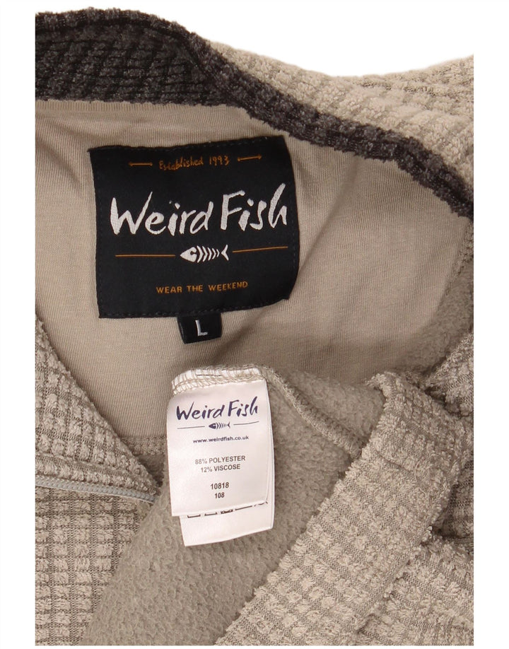 Weird Fish Muški džemper s izrezom i velikim bež poliesterom
