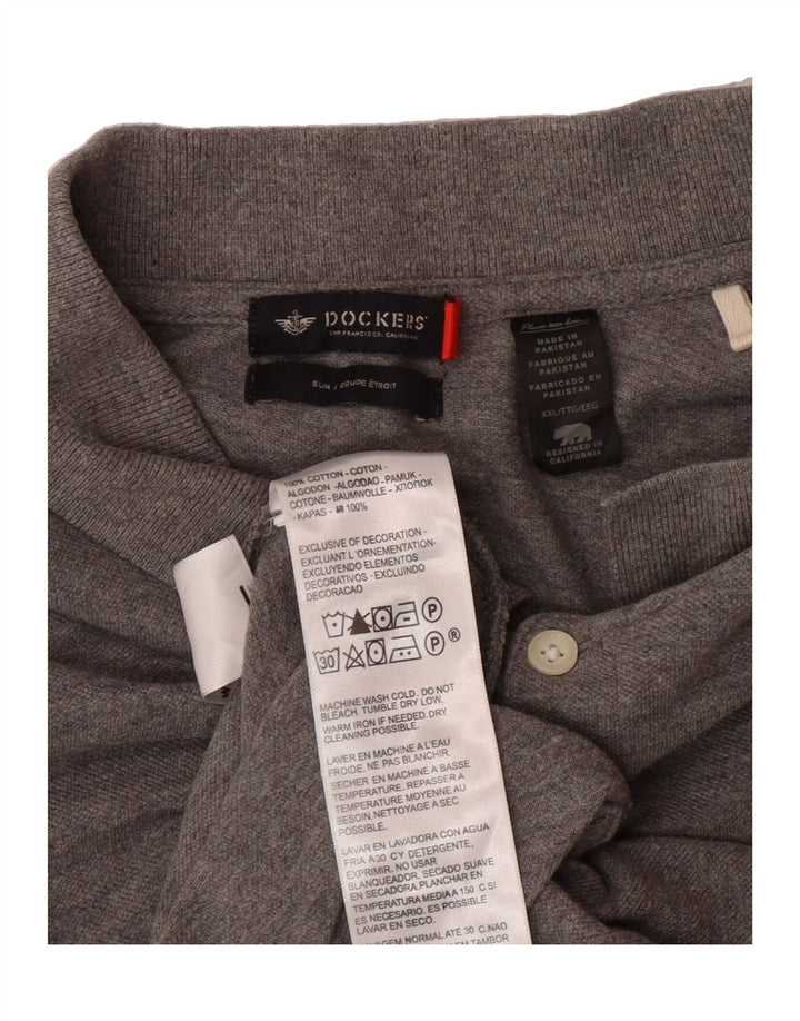 DOCKERS Mens Polo Shirt 2XL Grey Cotton Vintage Dockers and Second-Hand Dockers from Messina Hembry 