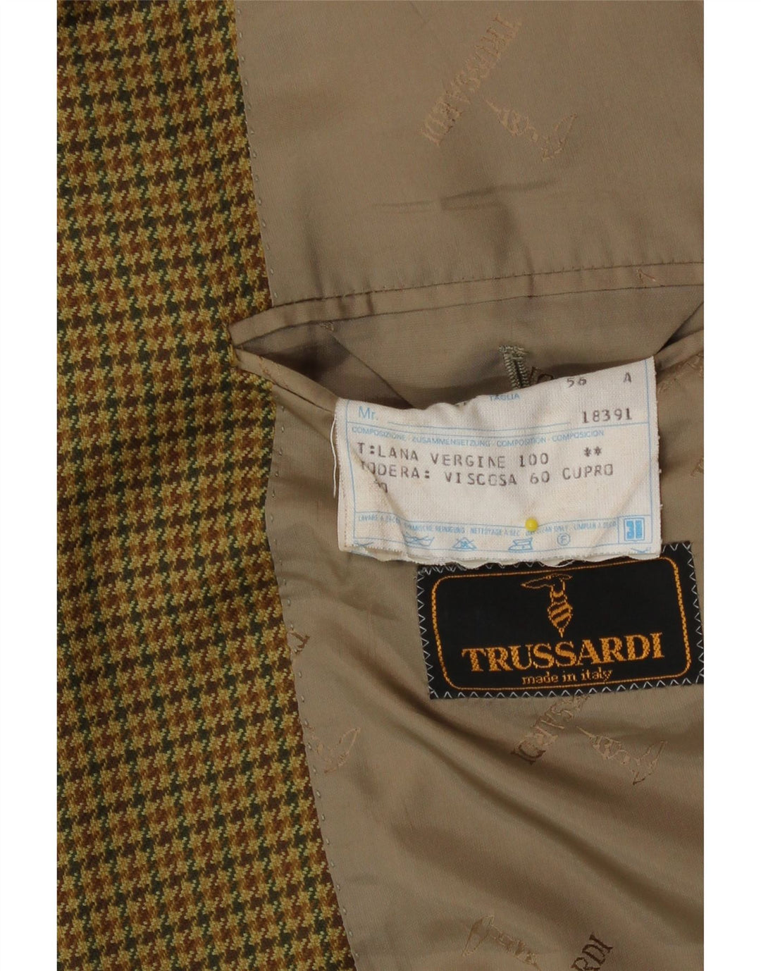 Trussardi muška jakna sa 2 gumba IT 56 3XL bež houndstooth