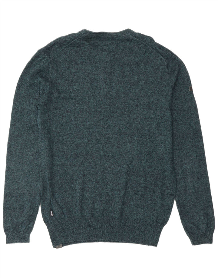 SUPERDRY muški pulover s okruglim izrezom, mali plavi flekasti pamuk