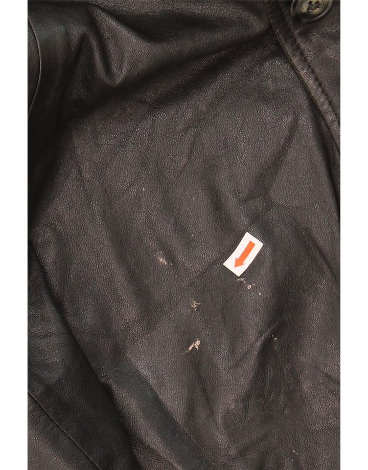 VINTAGE Mens Leather Coat UK 38 Medium Black Leather Vintage Vintage and Second-Hand Vintage from Messina Hembry 