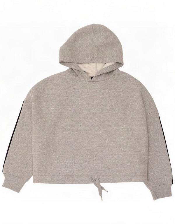Marks & Spencer Womens Crop Hoodie Jumper UK 14 Medium Grey Flecked