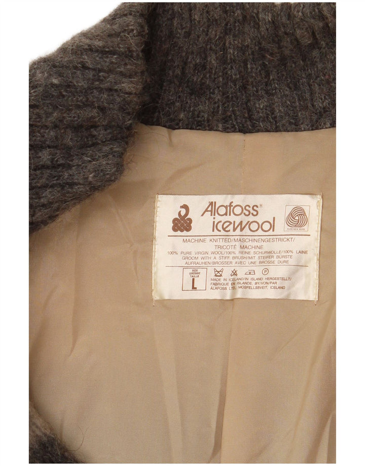 Alafoss Icewool muška pletena bomber jakna UK 40 Large Grey Colourblock Winter