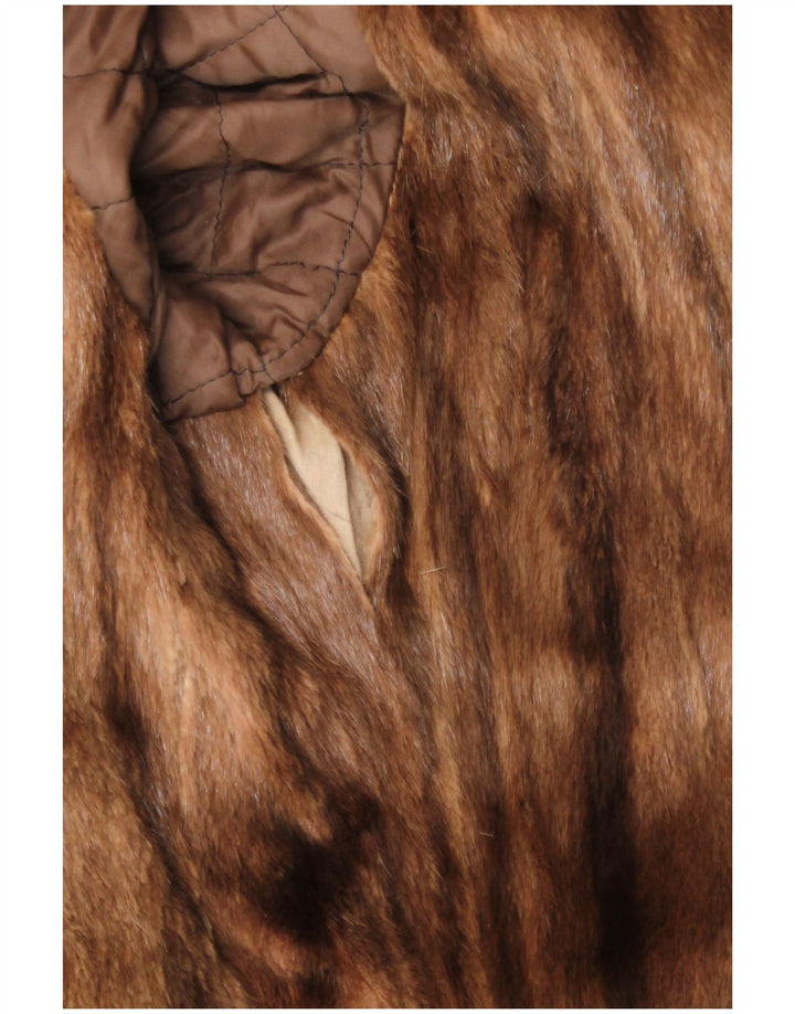 Vintage ženski krzneni kožni kaput UK 16 veliki bež