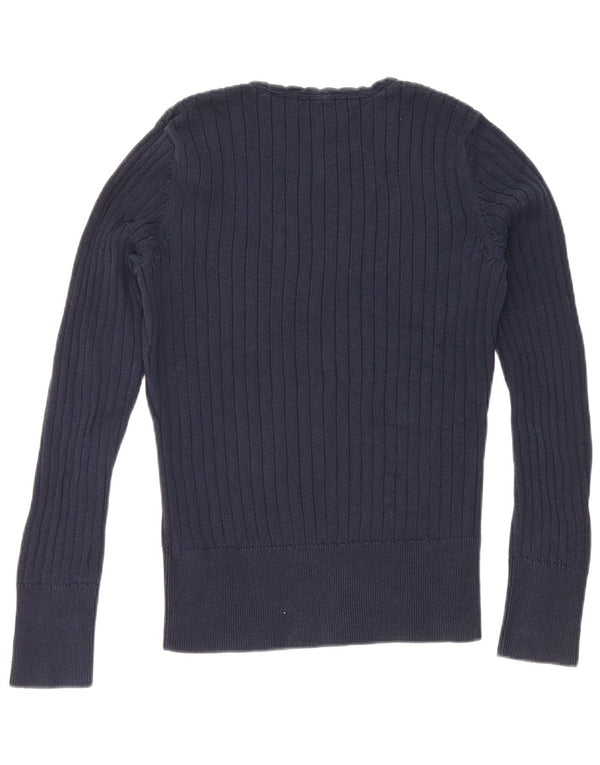 Tommy Hilfiger Ženski džemper s V-izrezom UK 12 Srednje tamnoplavi pamuk