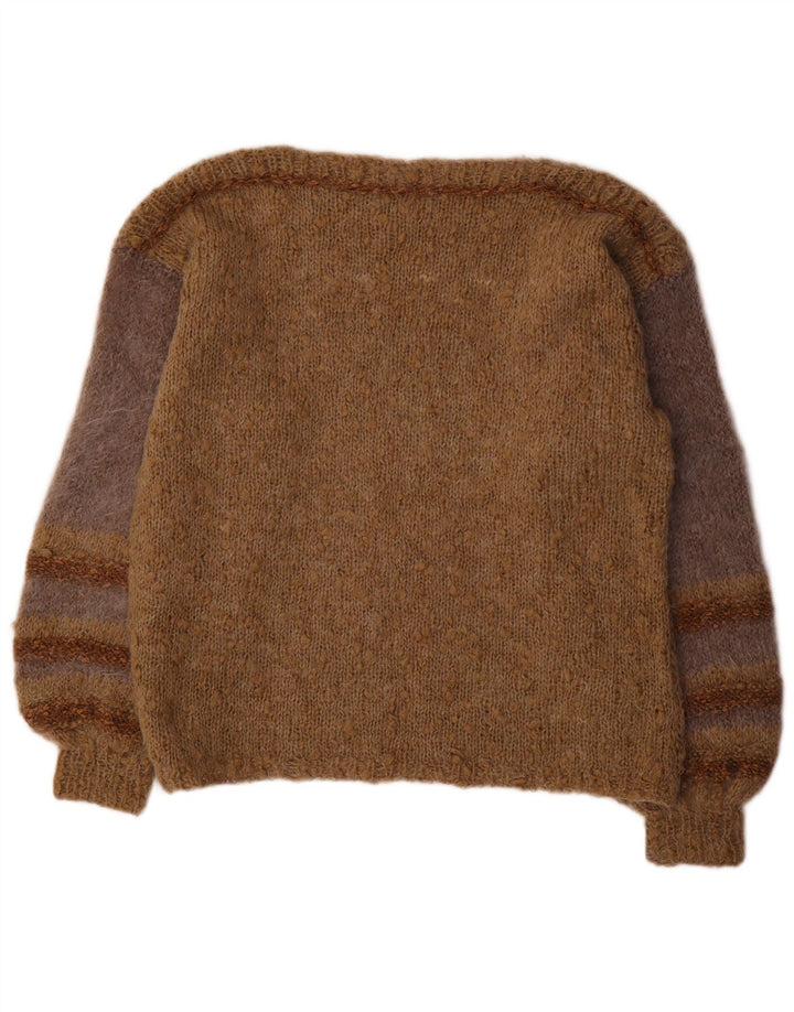 VINTAGE ženski džemper s morskim izrezom UK 18 XL smeđe na pruge