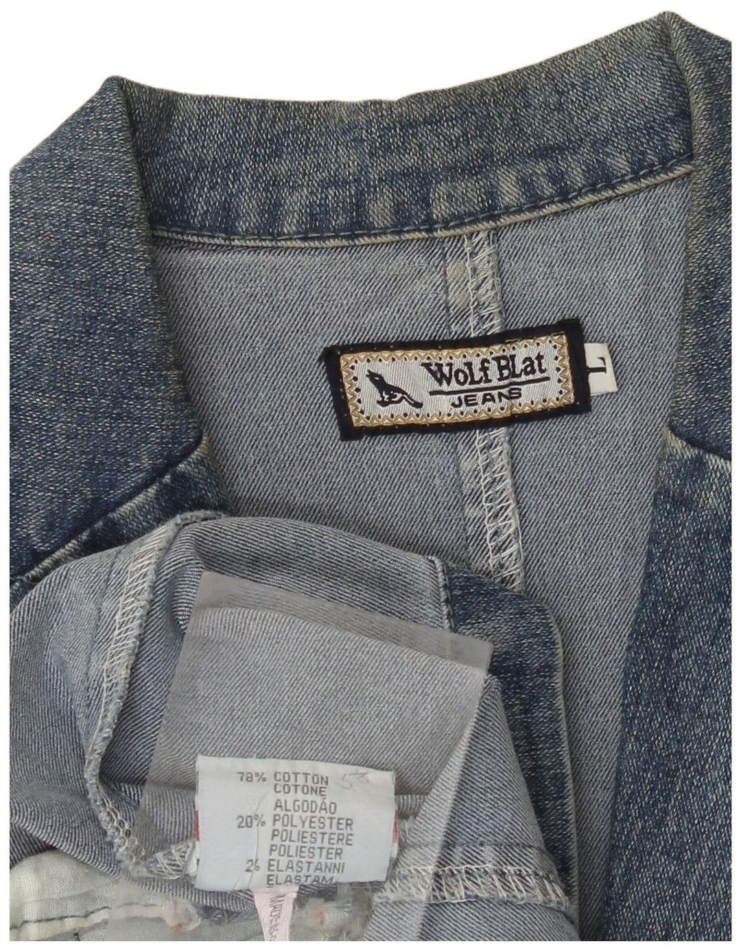 VINTAGE ženska traper jakna UK 14 Large Blue Cotton Classic