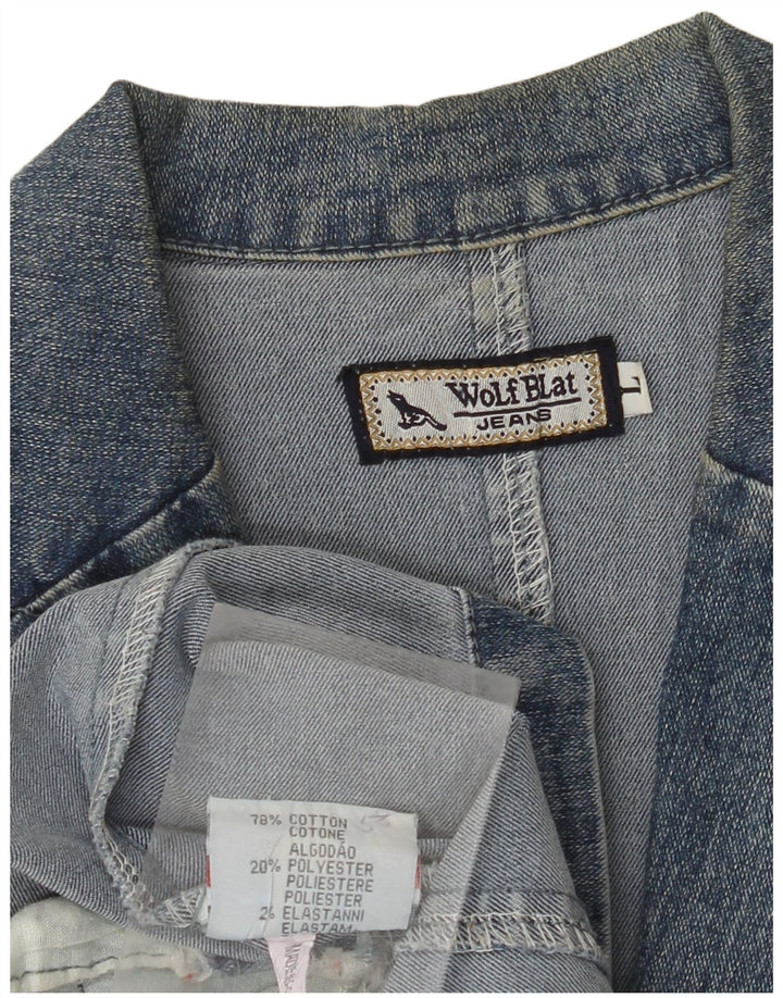 VINTAGE ženska traper jakna UK 14 Large Blue Cotton Classic