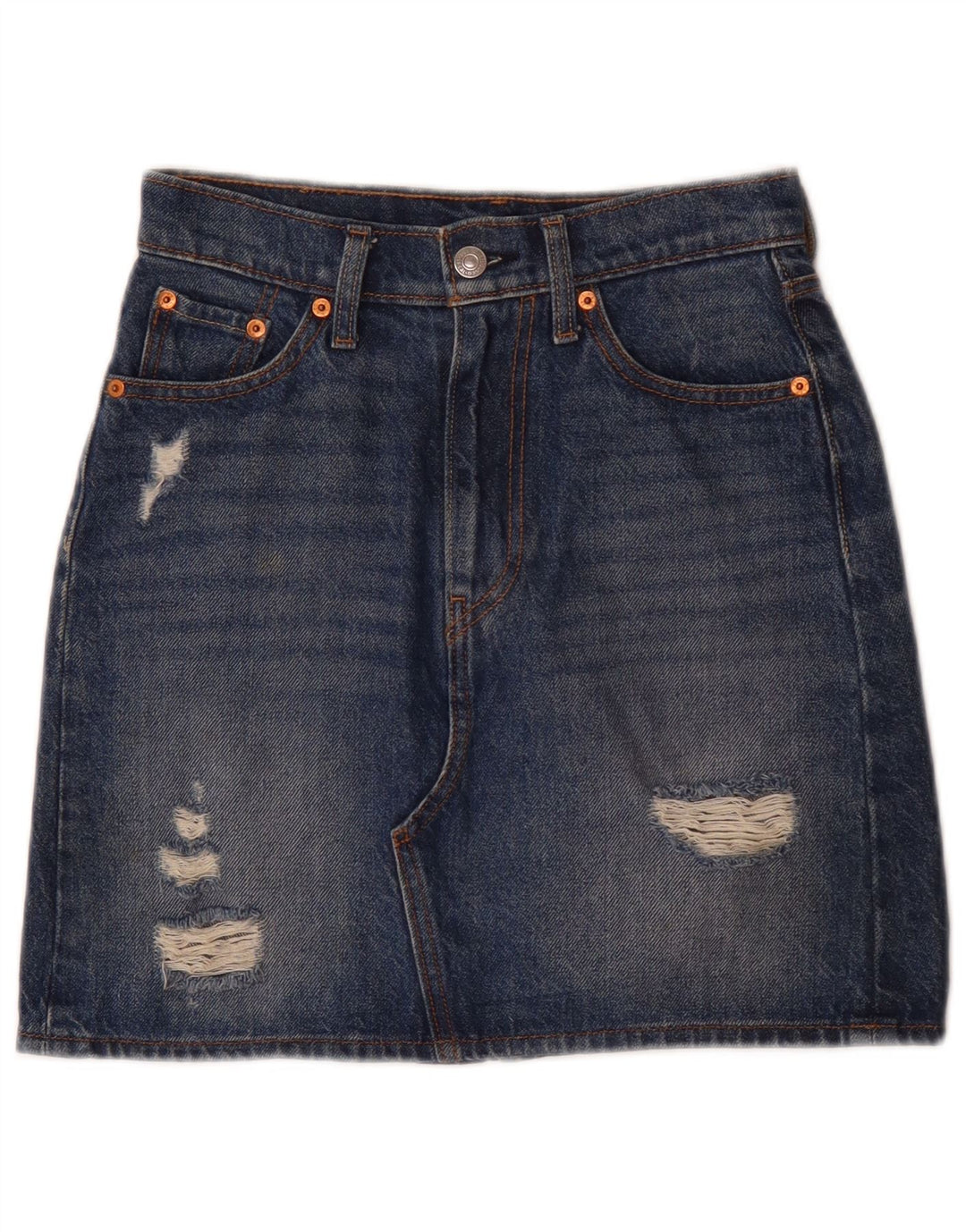Levi's ženska suknja od trapera s oštećenim izgledom W24 XS plavi pamuk