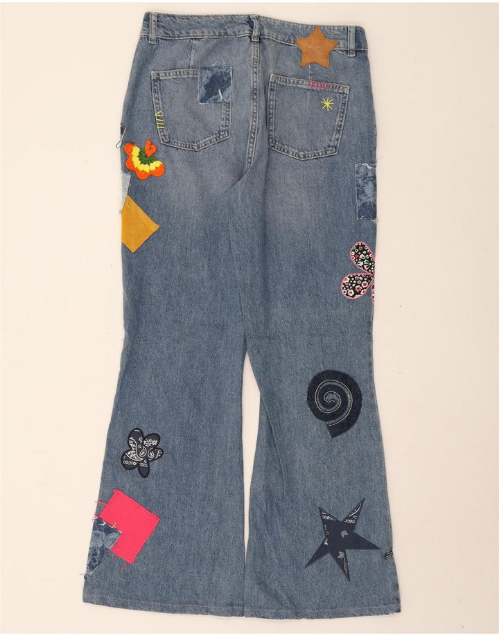 Desigual ženske lepršave traperice Large W32 L30 plavi patchwork pamuk