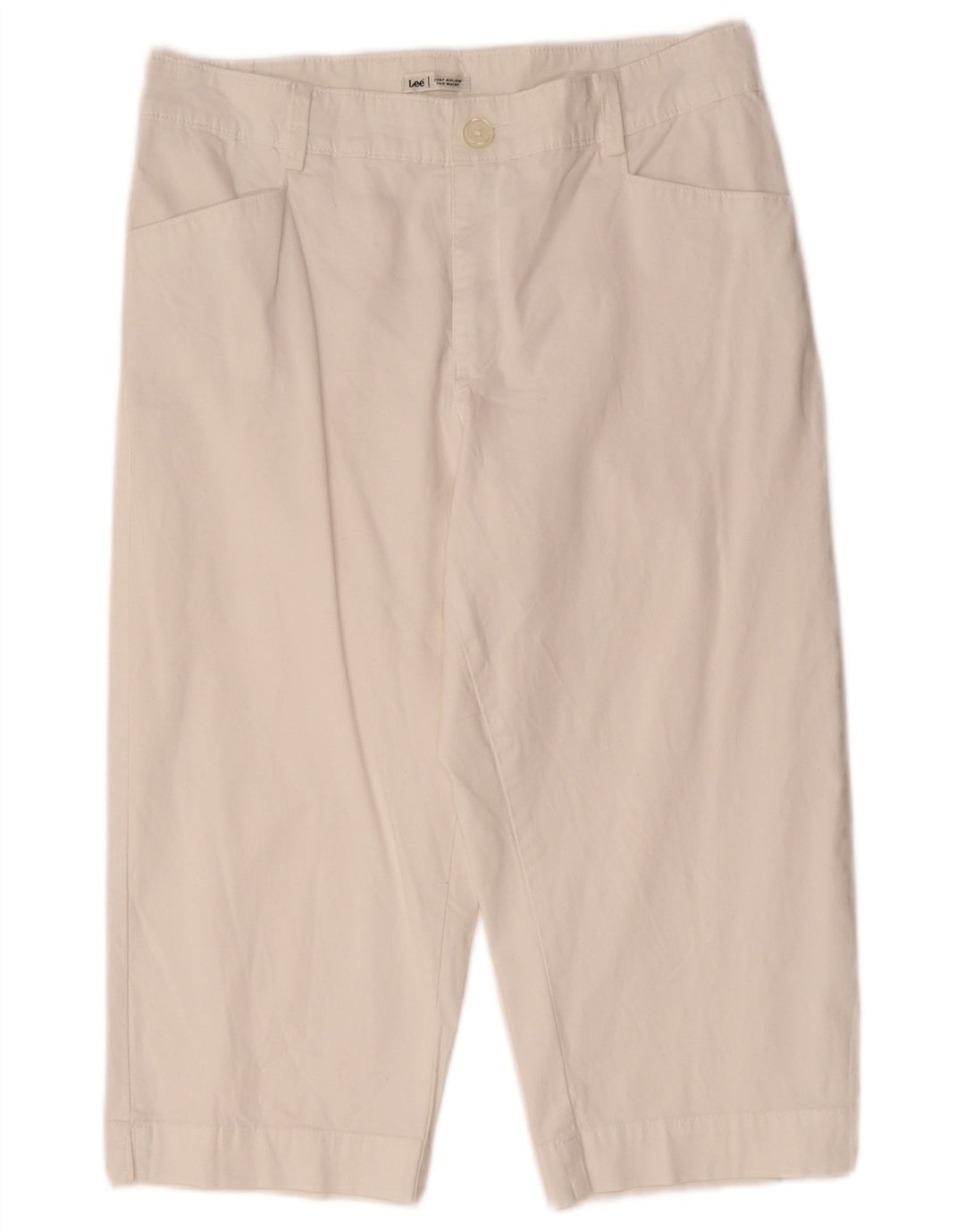 Lee ženske sužene kapri hlače US 12 Large W34 L19 bijeli pamuk