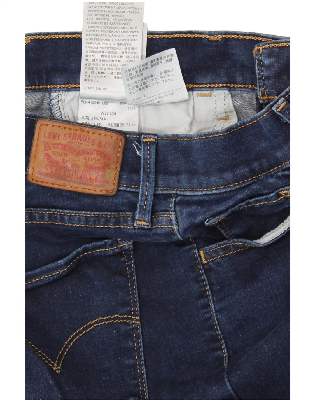 LEVI'S ženske 710 super uske traperice W29 L28 tamnoplavi pamuk