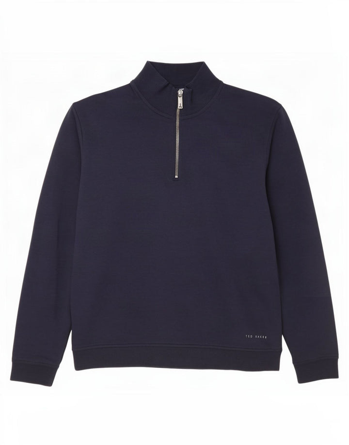 Ted Baker Muška majica s izrezom s patentnim zatvaračem Vel. 3 Srednje tamnoplavi pamuk