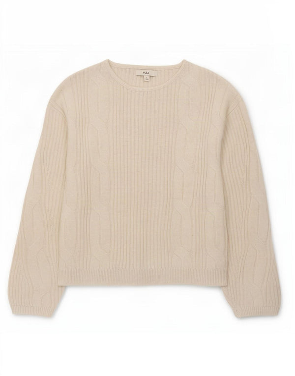 Marks & Spencer ženski džemper s veznim izrezom UK 10 Small Off White