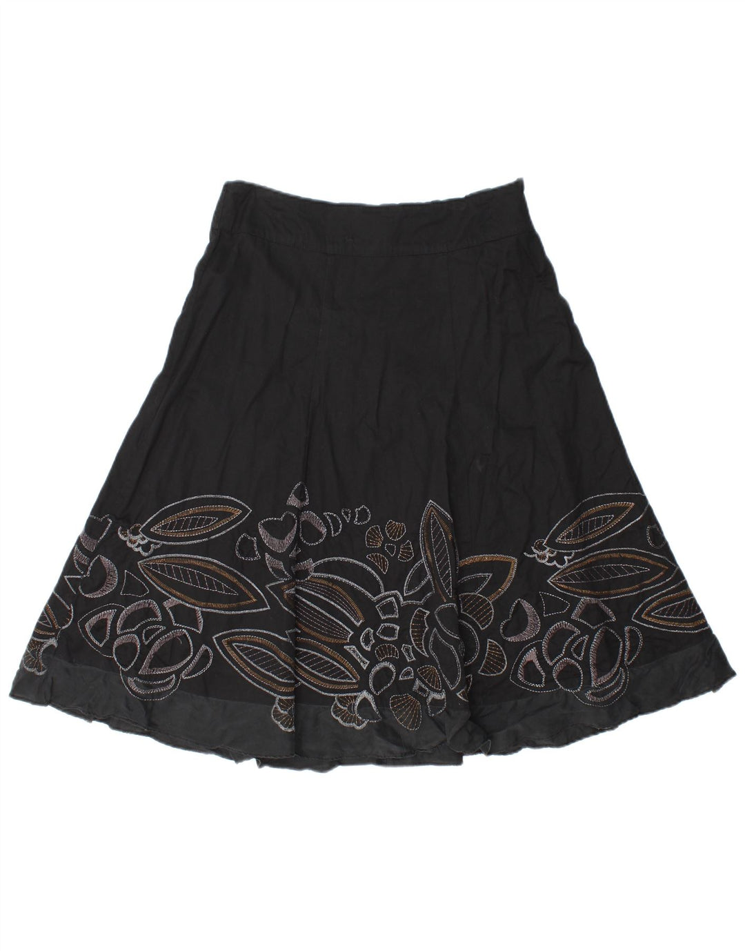 MONSOON ženska suknja A-kroja s apstraktnim uzorkom UK 10 Mala W30 crni pamuk