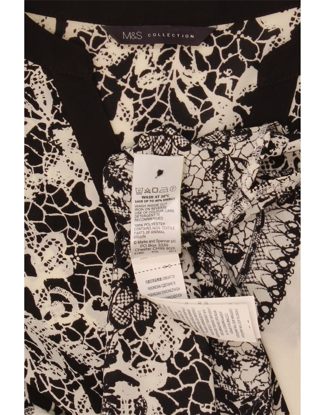 Marks & Spencer ženska košulja bluza UK 20 2XL crna s cvjetnim uzorkom, poliester