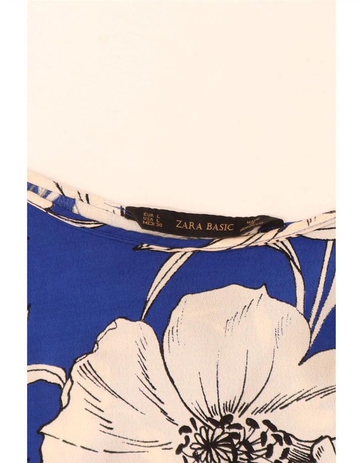 ZARA ženski gornji dio prevelike bluze UK 16 Large Blue Floral