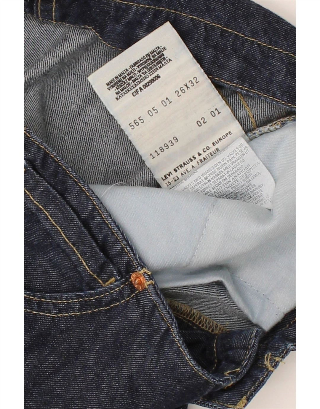 LEVI'S Womens Straight Jeans W26 L32 Navy Blue Cotton Vintage Levi's and Second-Hand Levi's from Messina Hembry 