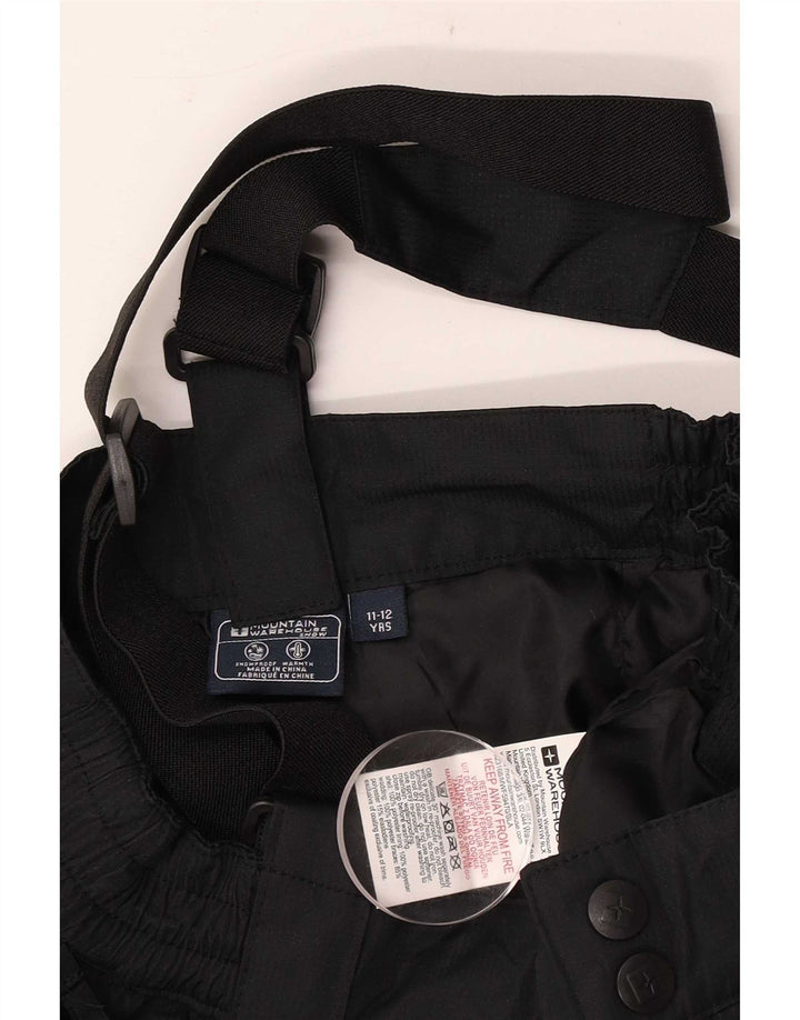 Skijaške hlače Mountain Warehouse Dungarees za dječake 11-12 godina, crni poliester