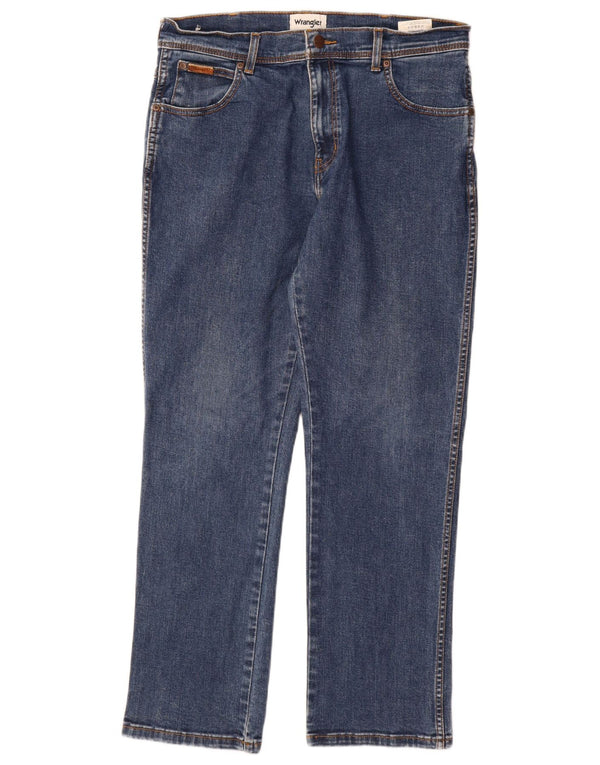 WRANGLER Muške Texas Straight Jeans W34 L30 Plavi pamuk
