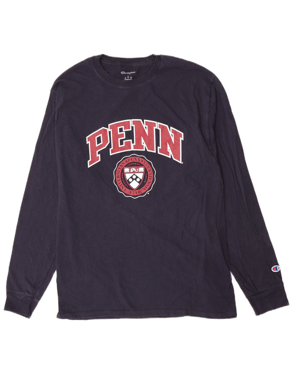 Champion Mens Penn Graphic Top Long Sleeve Large Navy Blue