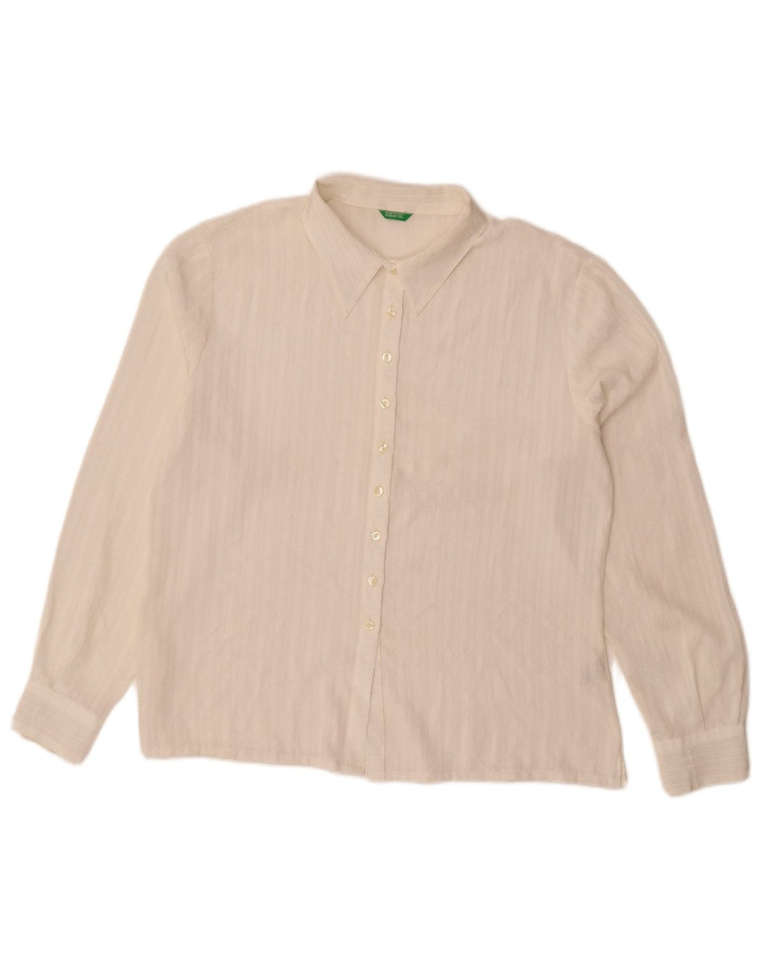 Benetton ženska košulja bluza UK 16 Veliki bijeli prugasti poliester