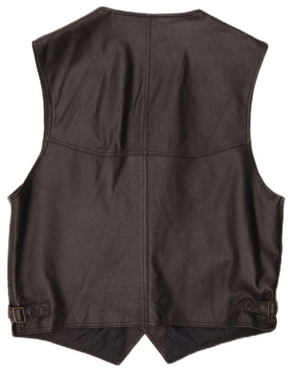 VINTAGE muški kožni prsluk srednje crne kože