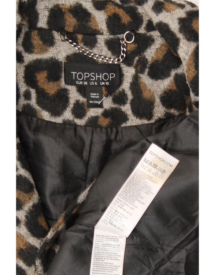 Topshop ženski preveliki kaput UK 10 Poliester s malim smeđim životinjskim uzorkom